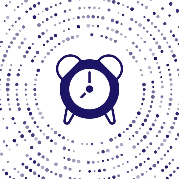 Icono del reloj de alarma azul aislado sobre fondo blanco. Despierta, levántate concepto. Señal de tiempo. Puntos aleatorios de círculo abstracto. Vector — Archivo Imágenes Vectoriales