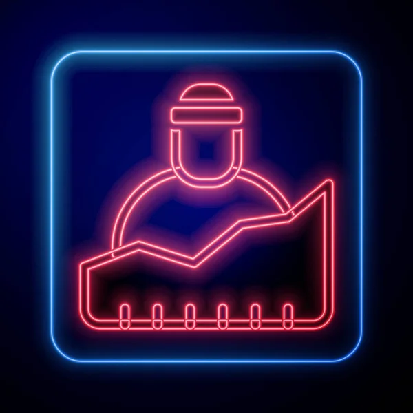 Glowing neon Growth of homeless icon isolated on black background. Homelessness problem. Vector — Stock Vector