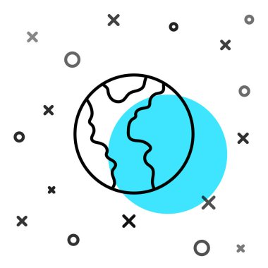 Siyah çizgi Küresel Ekonomik Kriz ikonu beyaz arka planda izole edildi. Dünya finans krizi. Rastgele dinamik şekiller. Vektör