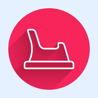 Beyaz çizgi bebek tuvalet ikonu uzun gölge arkaplan izole. Lazımlık. Kırmızı daire düğmesi. Vektör