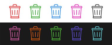 Çöp kutusu simgesini siyah ve beyaz arkaplanda izole et. Çöp kutusu tabelası. Sepet simgesini geri dönüştür. Ofis çöpü ikonu. Vektör