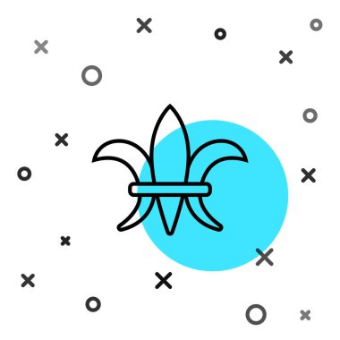 Siyah çizgi Fleur De Lys simgesi beyaz arkaplanda izole edildi. Rastgele dinamik şekiller. Vektör