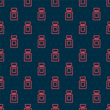 Kırmızı çizgi parfüm ikonu siyah arkaplanda kusursuz desen izole etti. Vektör