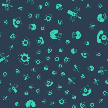 Head 'i soru işareti, tornavida ve ingiliz anahtarı ile ayarla, 24 saat telefon desteği ve pürüzsüz şablon. Vektör