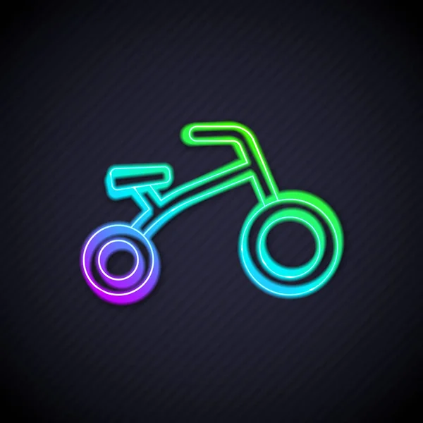 Glödande neon line Cykel för barn ikon isolerad på svart bakgrund. Vektor — Stock vektor