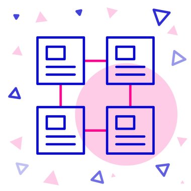 Çizgi İşletme hiyerarşisi organogram grafiği bilgi simgesi beyaz arkaplanda izole edildi. Kurumsal yapı grafik elementleri. Renkli taslak konsepti. Vektör