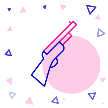 Beyaz arka planda çizgi av silahı simgesi izole edildi. Av tüfeği. Renkli taslak konsepti. Vektör