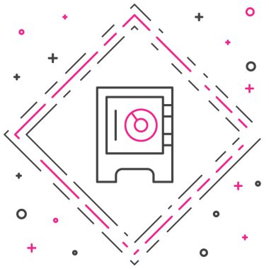 Beyaz arkaplanda güvenli satır simgesi izole edildi. Kapı, şifreli bir banka kasası. Güvenilir Veri Koruma. Renkli taslak konsepti. Vektör