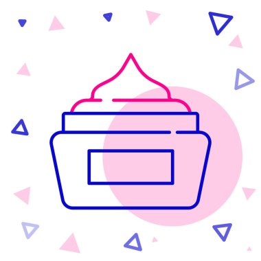 Beyaz arkaplanda çizgi kremi ya da losyon kozmetik tüp simgesi izole edilmiş. Kadınlar için vücut bakım ürünleri. Renkli taslak konsepti. Vektör