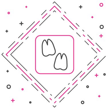 Beyaz arkaplanda çizgi deve pençesi ayak izi simgesi izole edildi. Renkli taslak konsepti. Vektör