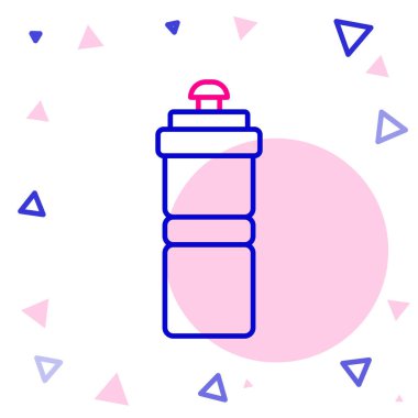 Beyaz arka planda su ikonu olan çizgi sporu şişesi. Renkli taslak konsepti. Vektör