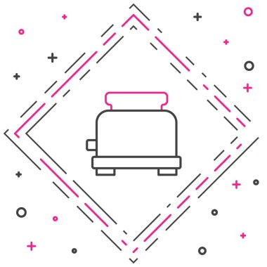 Çizgi tost makinesi simgesi beyaz arkaplanda izole edildi. Renkli taslak konsepti. Vektör