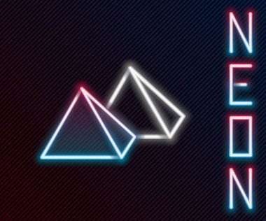 Parlayan neon hattı Mısır piramitleri simgesi siyah arkaplanda izole edildi. Antik Mısır 'ın sembolü. Renkli taslak konsepti. Vektör