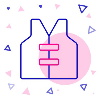 Çizgi Hayat ceketi simgesi beyaz arkaplanda izole edildi. Can yeleği ikonu. Olağanüstü bir spor. Spor malzemeleri. Renkli taslak konsepti. Vektör