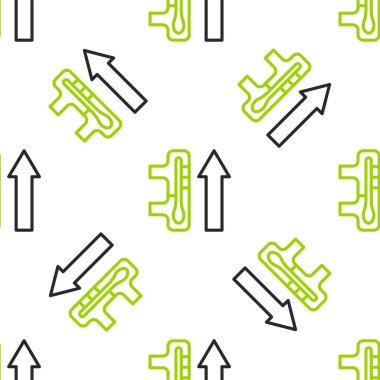 Dünya gezegeninin küresel ısınma ikonuna erimesi beyaz arka planda izole edilmiş pürüzsüz bir desen. Ekolojik problemler ve çözümler - termometre. Vektör