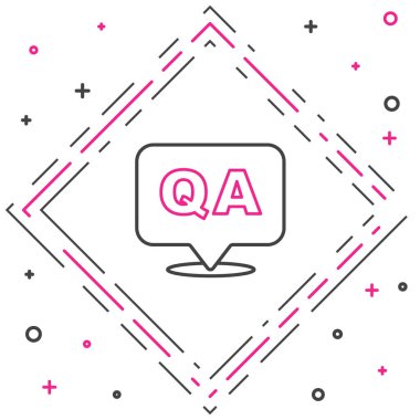 Beyaz arkaplanda Soru ve Yanıt simgesinin izole edildiği satır konuşma balonları. Q ve A sembolü. SSS işareti. Konuşma balonu ve çizelgesi. Renkli taslak konsepti. Vektör