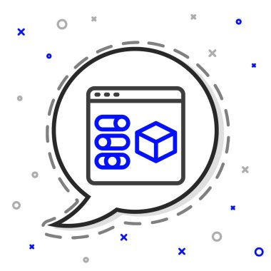 Satır 3D yazıcı simgesi beyaz arkaplanda izole edildi. 3D baskı. Renkli taslak konsepti. Vektör