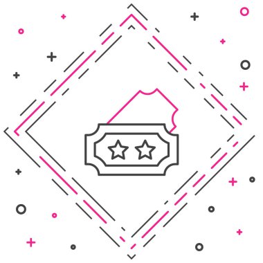 Satır Bilet simgesi beyaz arkaplanda izole edildi. Eğlence parkı. Renkli taslak konsepti. Vektör