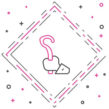 Çizgi Sihirbazı simgesi beyaz arkaplanda izole edildi. Sihirli değnek, asa, değnek, değnek. Renkli taslak konsepti. Vektör