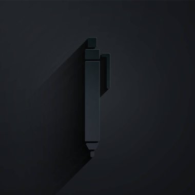 Kağıt kesiği simgesi siyah arkaplanda izole edildi. Kağıt sanatı tarzı. Vektör