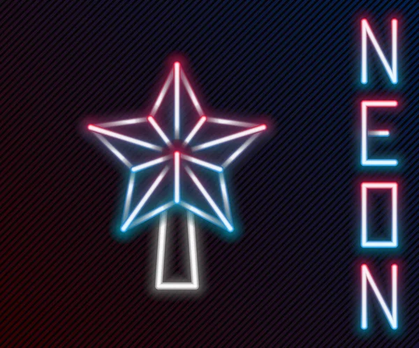 Brilhando neon line ícone estrela de Natal isolado no fundo preto. Feliz Natal e Feliz Ano Novo. Conceito de esboço colorido. Vetor —  Vetores de Stock