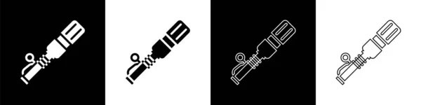 Set RKG 3 icono de granada de mano antitanque aislado sobre fondo blanco y negro. Vector — Vector de stock