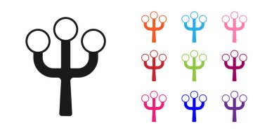 Beyaz arka planda izole edilmiş çiçek ikonu olan Siyah Çiçek ağacı dalı. Simgeleri renklendirin. Vektör