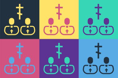 Pop Art Priest simgesi renk arkaplanında izole edilmiş. Vektör