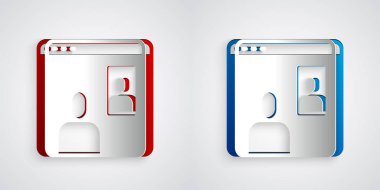 Kağıt kesme Görüntü sohbet konferansı simgesi gri arkaplanda izole edildi. Ekranda görüntülü sohbet arayüzü olan bilgisayar. Kağıt sanatı tarzı. Vektör