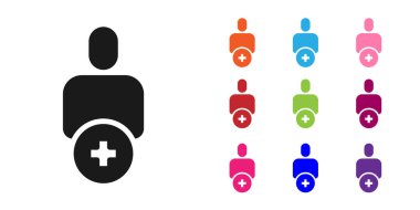 Beyaz arkaplanda izole edilmiş arkadaş simgesine Siyah Ekle. Simgeleri renklendirin. Vektör