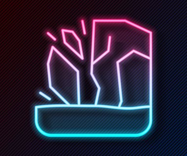 Parlayan neon hattı Buzul eritme simgesi siyah zemin üzerinde izole edildi. Vektör