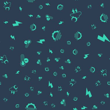 Gündoğumu, Fırtına, Meteoroloji termometresi ve Şimşek 'i kusursuz desene ayarlayın. Vektör