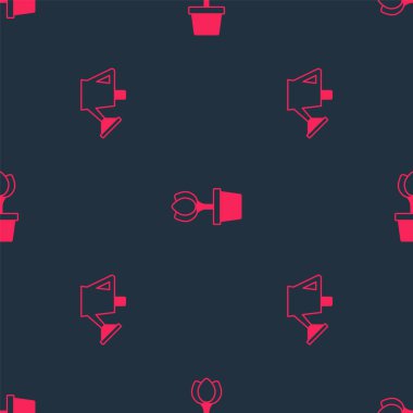 Sulama kabını ve çiçek lalesini pürüzsüz desene ayarlayın. Vektör