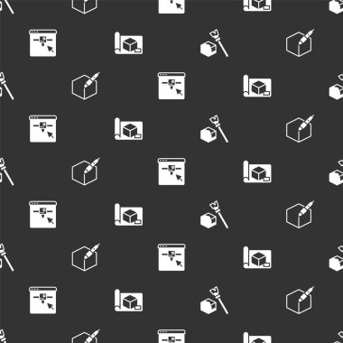 Isometric küp, 3D kalem aracı, 3D yazıcı ayarları ve dikişsiz desen üzerinde mühendislik için grafikleme kağıdını ayarla. Vektör