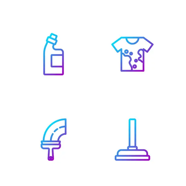 Set line êmbolo de borracha, limpador para janelas, agente de limpeza de garrafas e t-shirt suja. Ícones de cores gradientes. Vetor —  Vetores de Stock