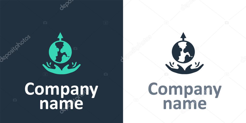 Logotype World expansion icon isolated on white background. Logo design template element. Vector.