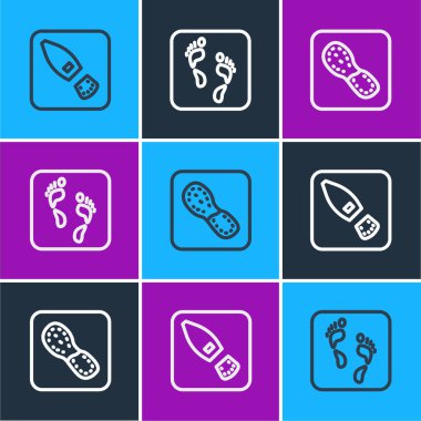 Çizgi insan ayak izi ayakkabıları ve ikon. Vektör