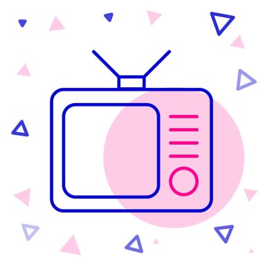 Retro TV simgesi beyaz arkaplanda izole edildi. Televizyon tabelası. Renkli taslak konsepti. Vektör İllüstrasyonu