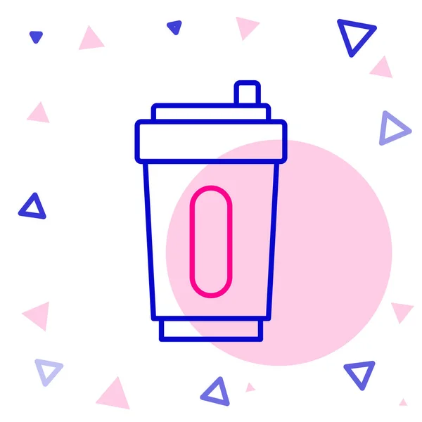 Line Sport fles met water pictogram geïsoleerd op witte achtergrond. Kleurrijk concept. Vector — Stockvector