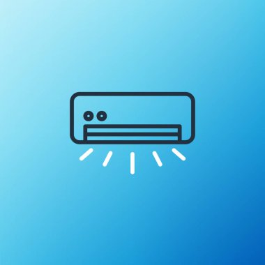 Hat klima simgesi mavi arkaplanda izole edildi. Sistemin havalandırmasını böl. Soğuk ve soğuk iklim kontrol sistemi. Renkli taslak konsepti. Vektör