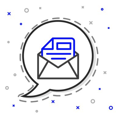 Satır Posta ve e- posta simgesi beyaz arkaplanda izole edildi. Zarf sembolü e-postası. E- posta kodu. Renkli taslak konsepti. Vektör