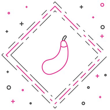 Patlıcan çizgi simgesi beyaz arkaplanda izole edildi. Renkli taslak konsepti. Vektör