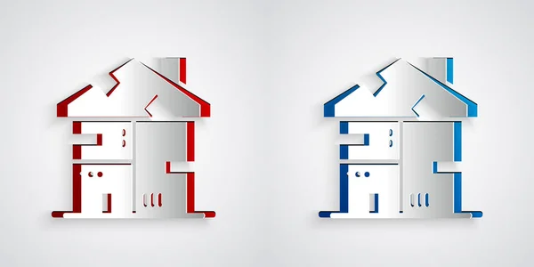 Pappersklipp Hemlös kartong hus ikon isolerad på grå bakgrund. Papperskonst. Vektor — Stock vektor