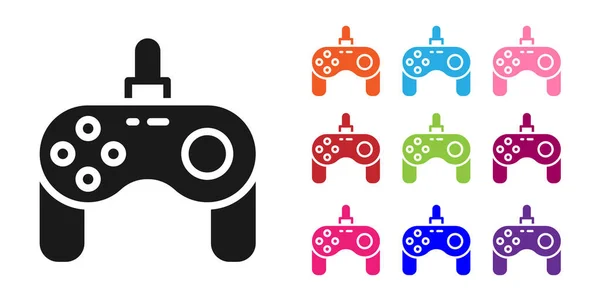 Ícone Gamepad preto isolado no fundo branco. Controlador de jogo. Definir ícones coloridos. Vetor —  Vetores de Stock