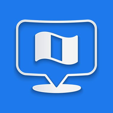 Kağıt kesiği Fransa bayrağı simgesi mavi arka planda izole edildi. Kağıt sanatı tarzı. Vektör