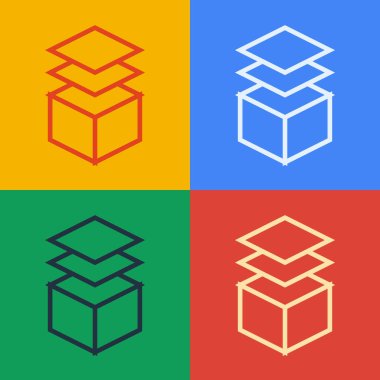 Pop sanat çizgisi tabaka simgesi renk arkaplanda izole edildi. Vektör