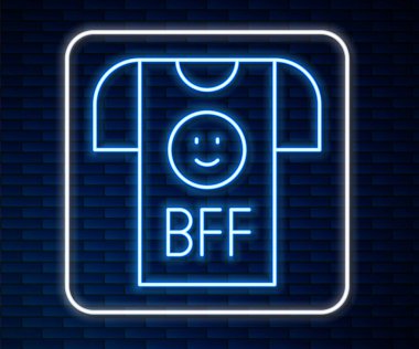 Parlayan neon hattı BFF ya da en iyi arkadaşlar duvarın arkasında sonsuza dek izole edilmiş ikon. Vektör