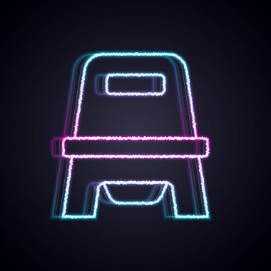 Parlayan neon hattı siyah arka planda izole edilmiş bebek tuvalet ikonu. Lazımlık. Vektör