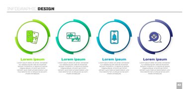 Domino 'yu ayarlayın, kardiyogramlı monitör, acil telefon görüşmesi ve büyükbaba. Ticari bilgi şablonu. Vektör