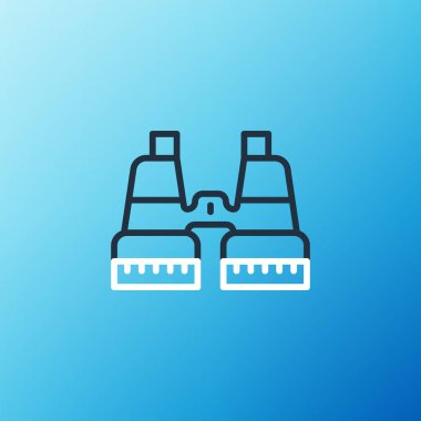 Dürbün çizgisi simgesi mavi arkaplanda izole edildi. Yazılım işareti bul. Casus ekipman sembolü. Renkli taslak konsepti. Vektör